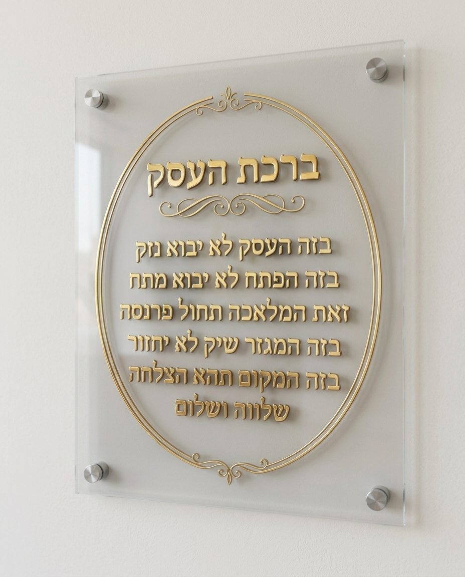 תמונת זכוכית ברכת העסק זהב תלת מימד המחשה בחלל