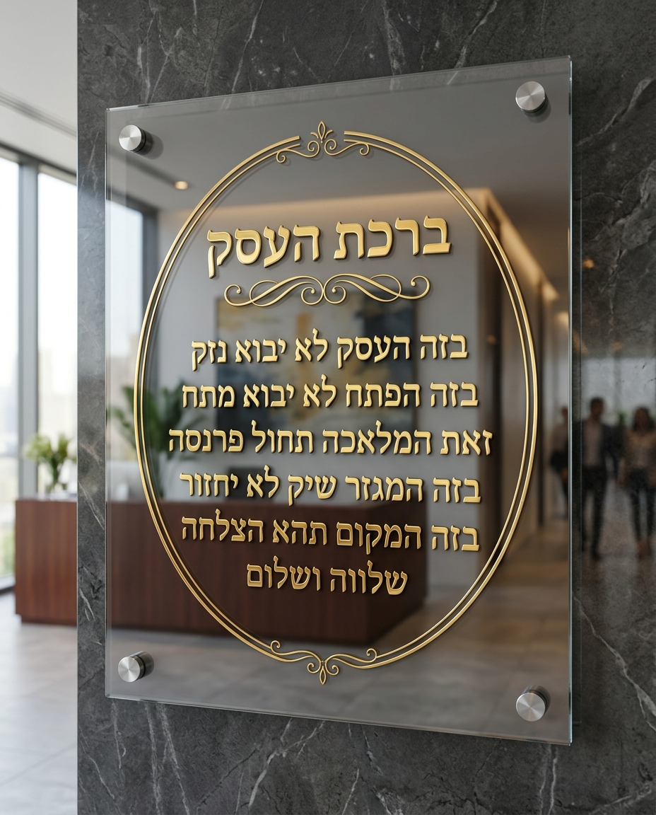 תמונת זכוכית ברכת העסק זהב תלת מימד
