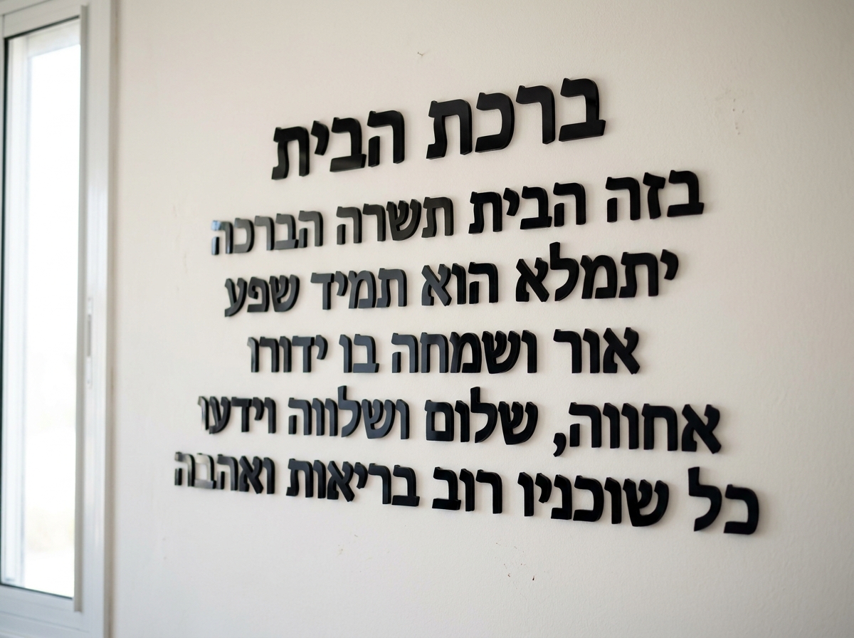 ברכת הבית – אותיות מרחפות תלת־מימד לקיר – אותיות מרחפות תלת־מימד מאקריליק לקיר