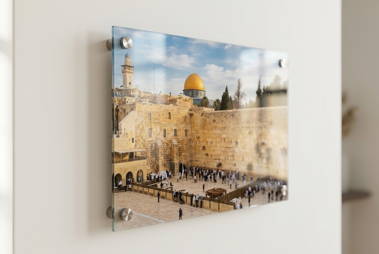 תמונת זכוכית הכותל המערבי תקריב